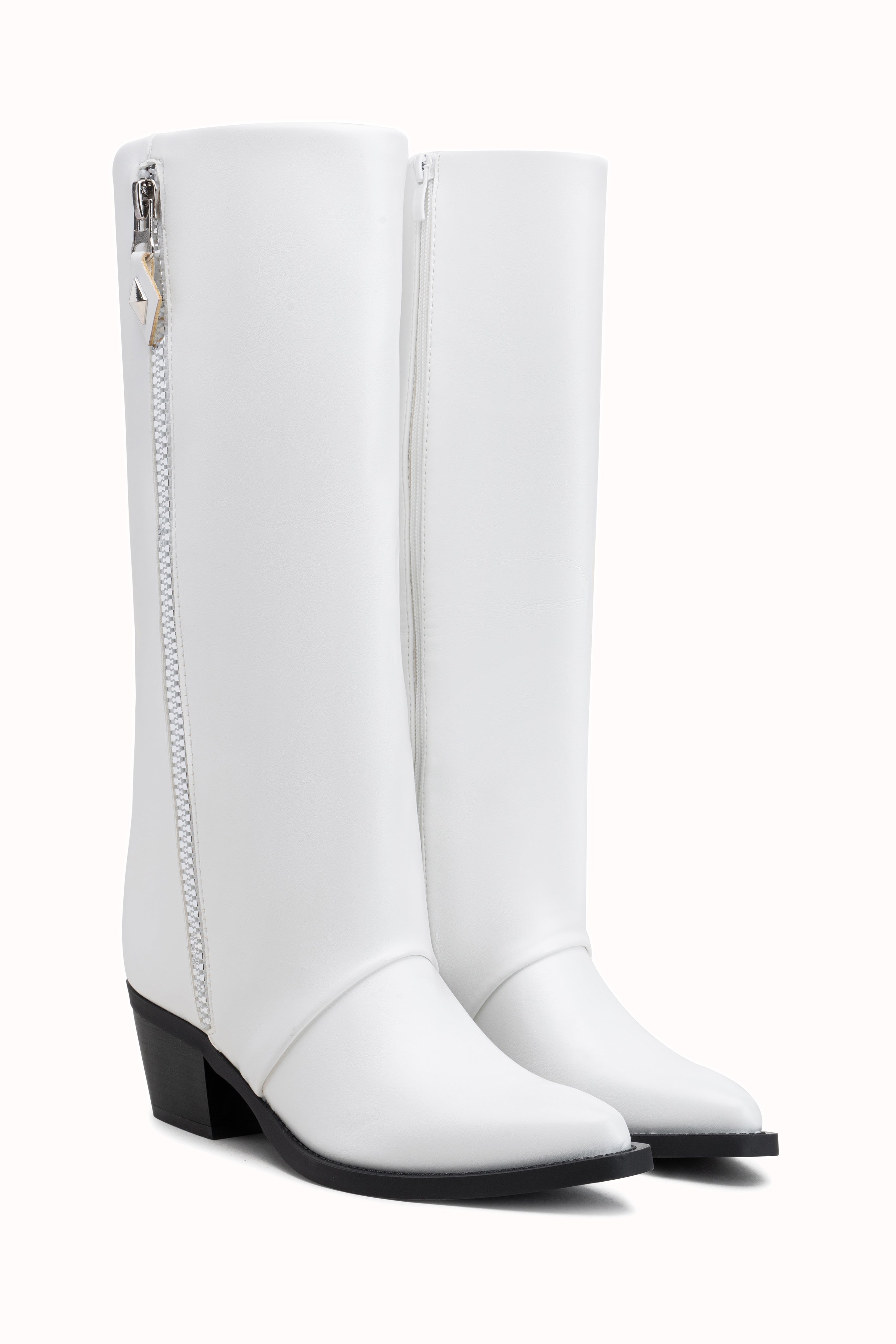 Bottes hautes talons cubain à zip