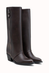 Bottes hautes talons cubain à zip