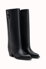 Bottes hautes talons cubain à zip