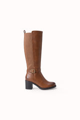 Bottes hautes talons carrés à boucles