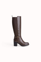 Bottes hautes talons carrés à boucles