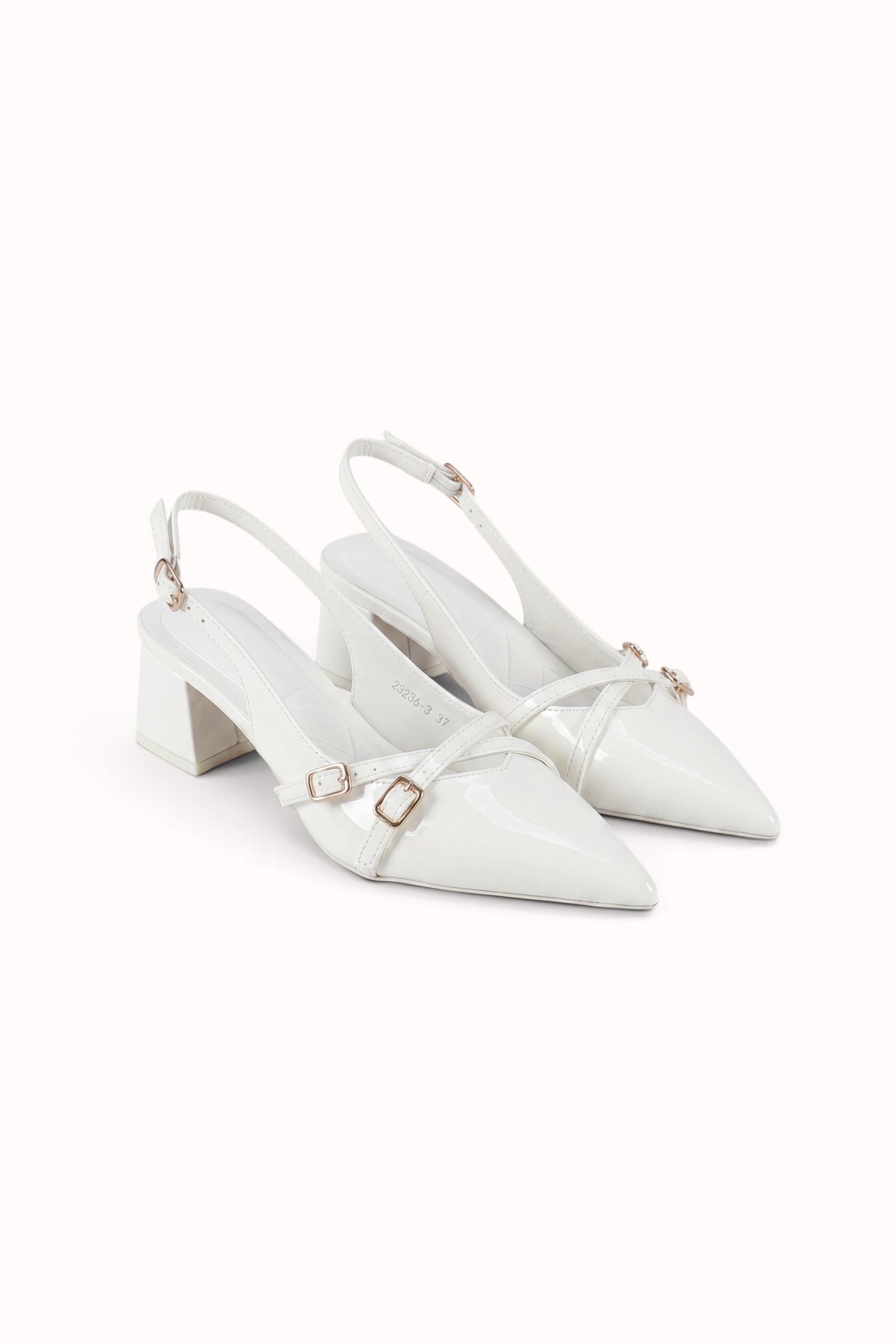 Escarpins Slingback vernis talons blocs à brides