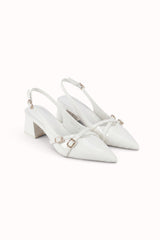 Escarpins Slingback vernis talons blocs à brides