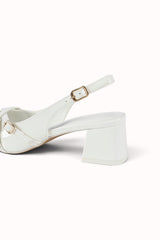 Escarpins Slingback vernis talons blocs à brides