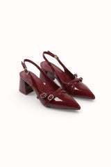Escarpins Slingback vernis talons blocs à brides