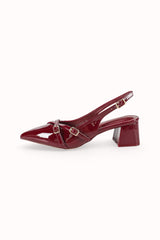 Escarpins Slingback vernis talons blocs à brides
