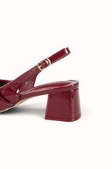 Escarpins Slingback vernis talons blocs à brides
