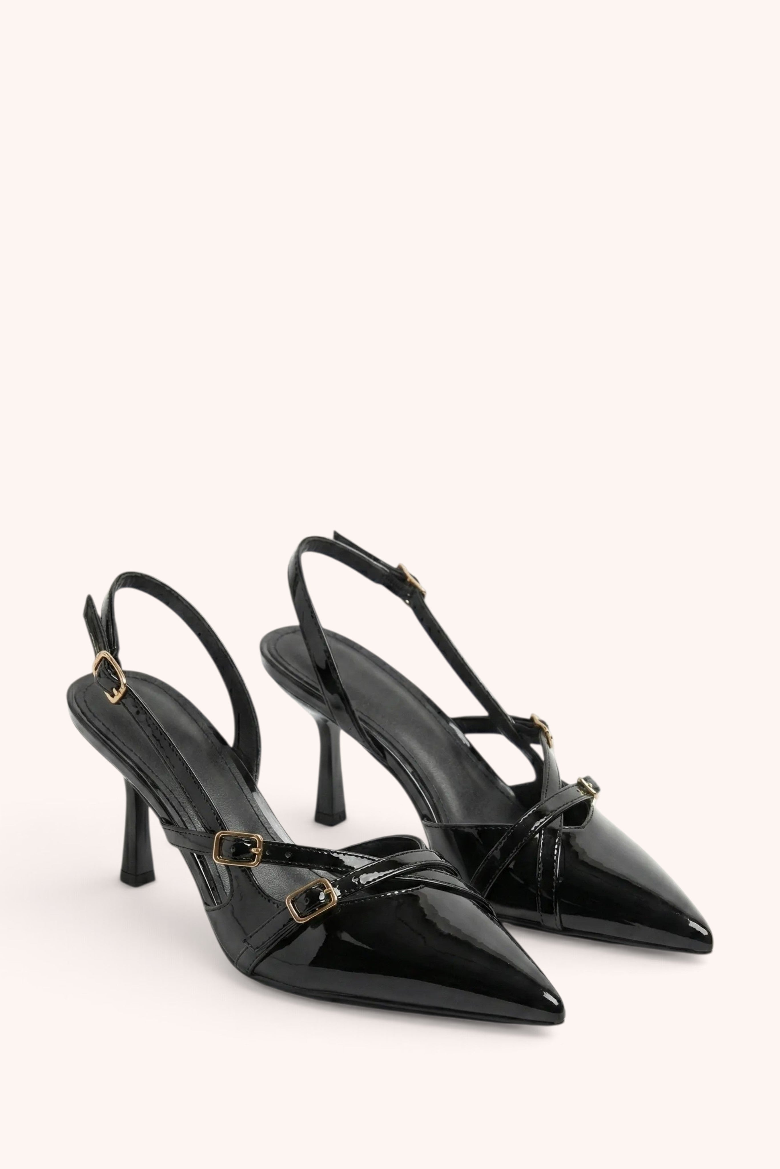 Escarpins Slingback vernis à brides croisées