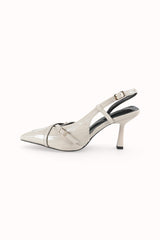 Escarpins Slingback vernis plissés à brides croisées