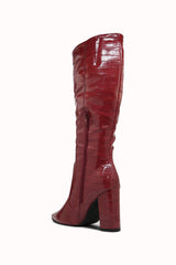 Bottes hautes vernis embossés Croco