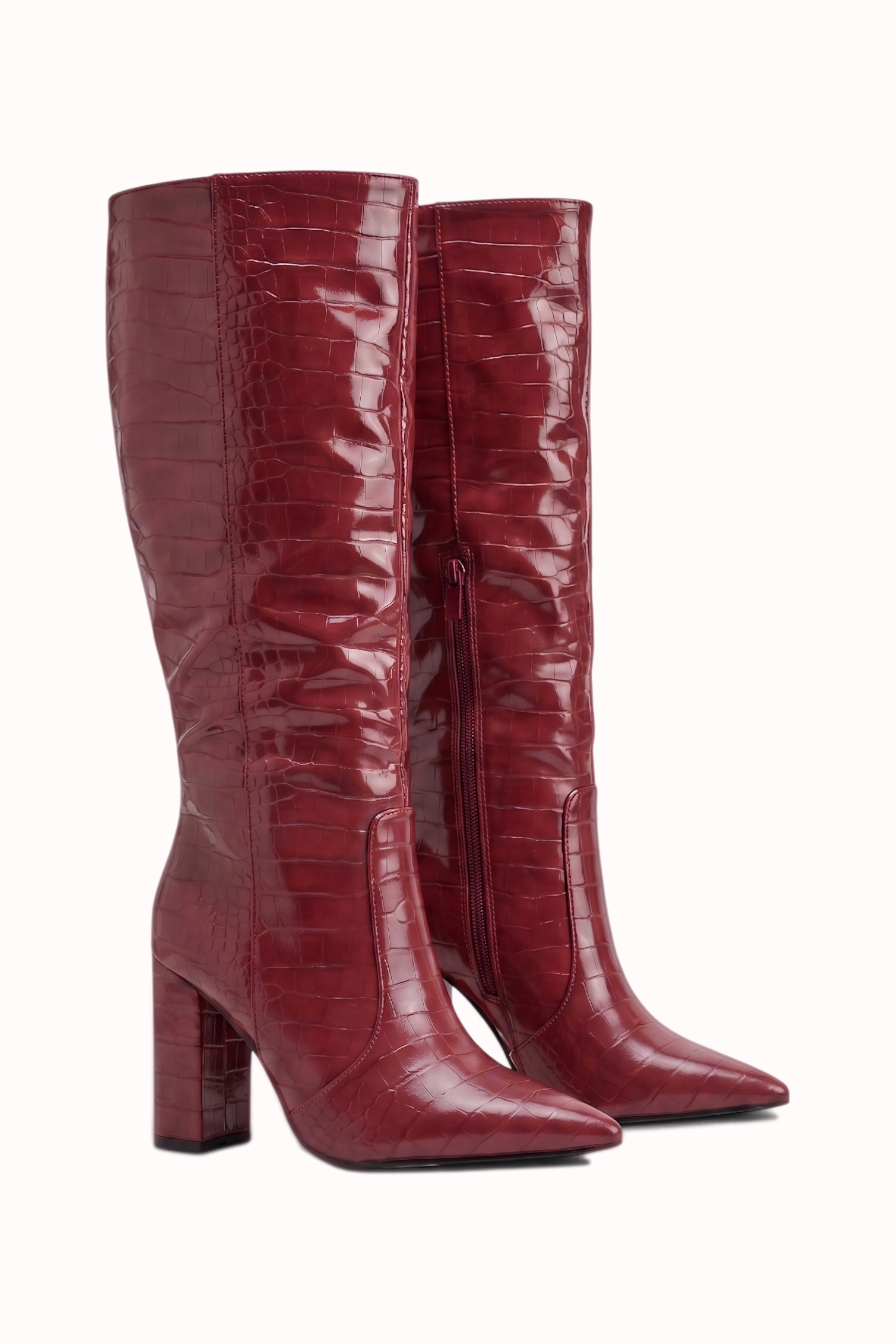 Bottes hautes vernis embossés Croco