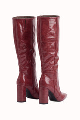 Bottes hautes vernis embossés Croco
