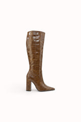 Bottes hautes vernis embossés Croco