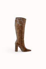 Bottes hautes vernis embossés Croco