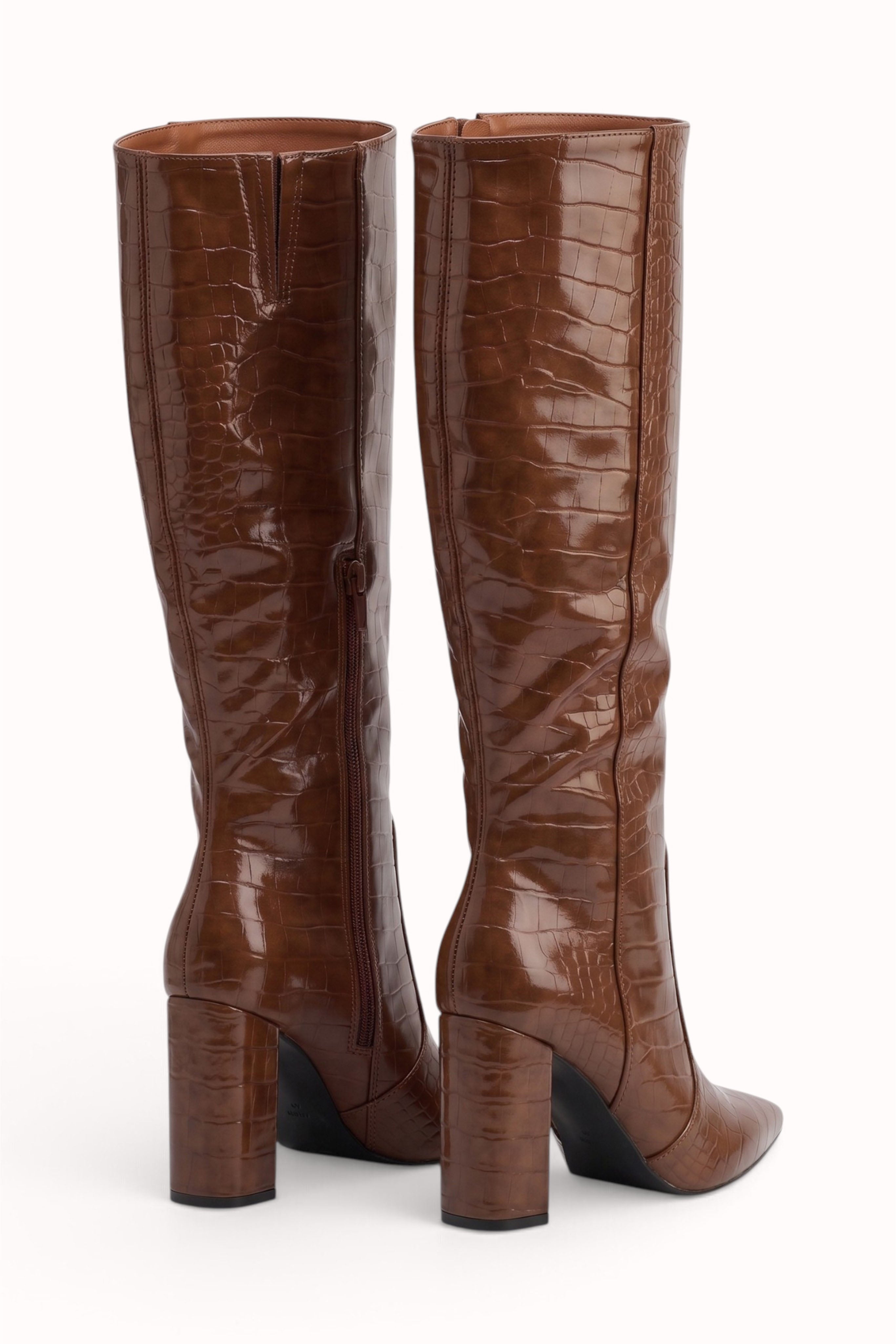 Bottes hautes vernis embossés Croco
