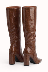 Bottes hautes vernis embossés Croco
