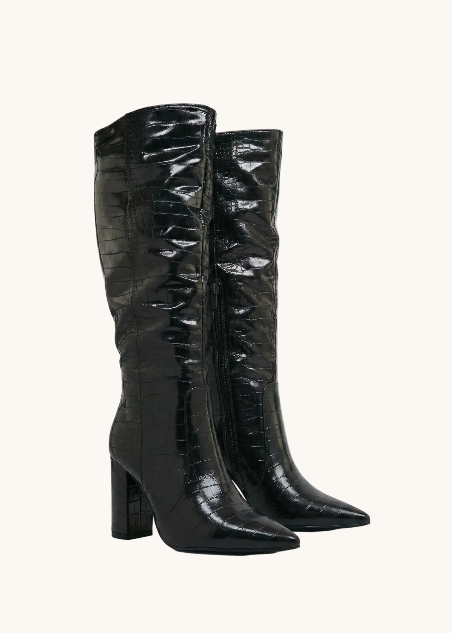 Bottes hautes vernis embossés Croco