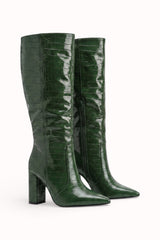 Bottes hautes vernis embossés Croco