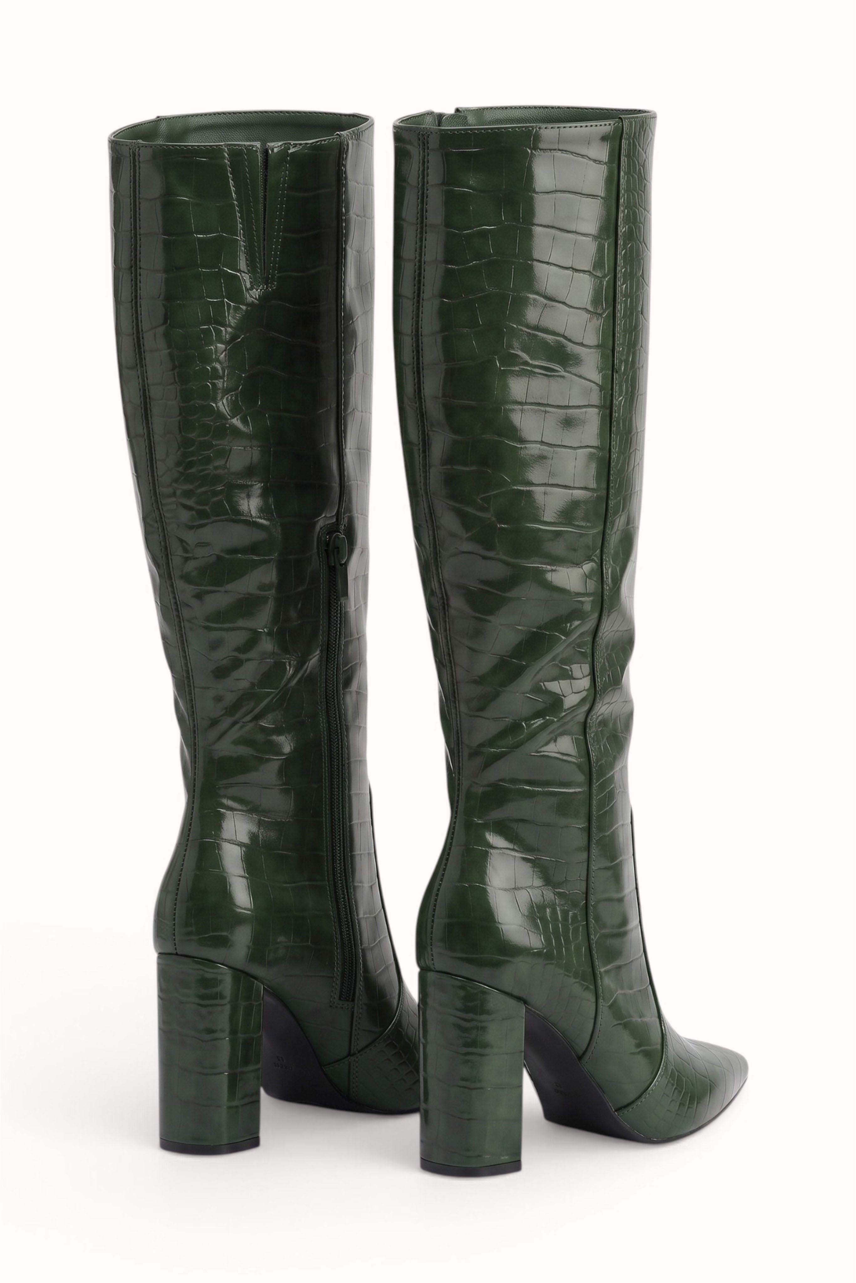 Bottes hautes vernis embossés Croco