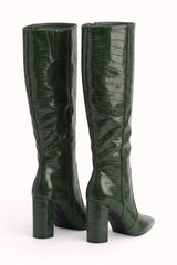 Bottes hautes vernis embossés Croco