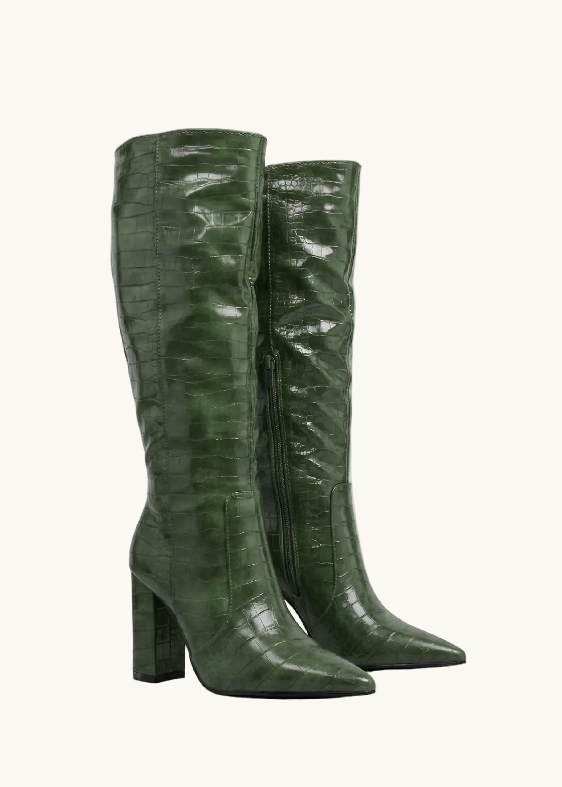 Bottes hautes vernis embossés Croco