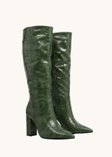 Bottes hautes vernis embossés Croco