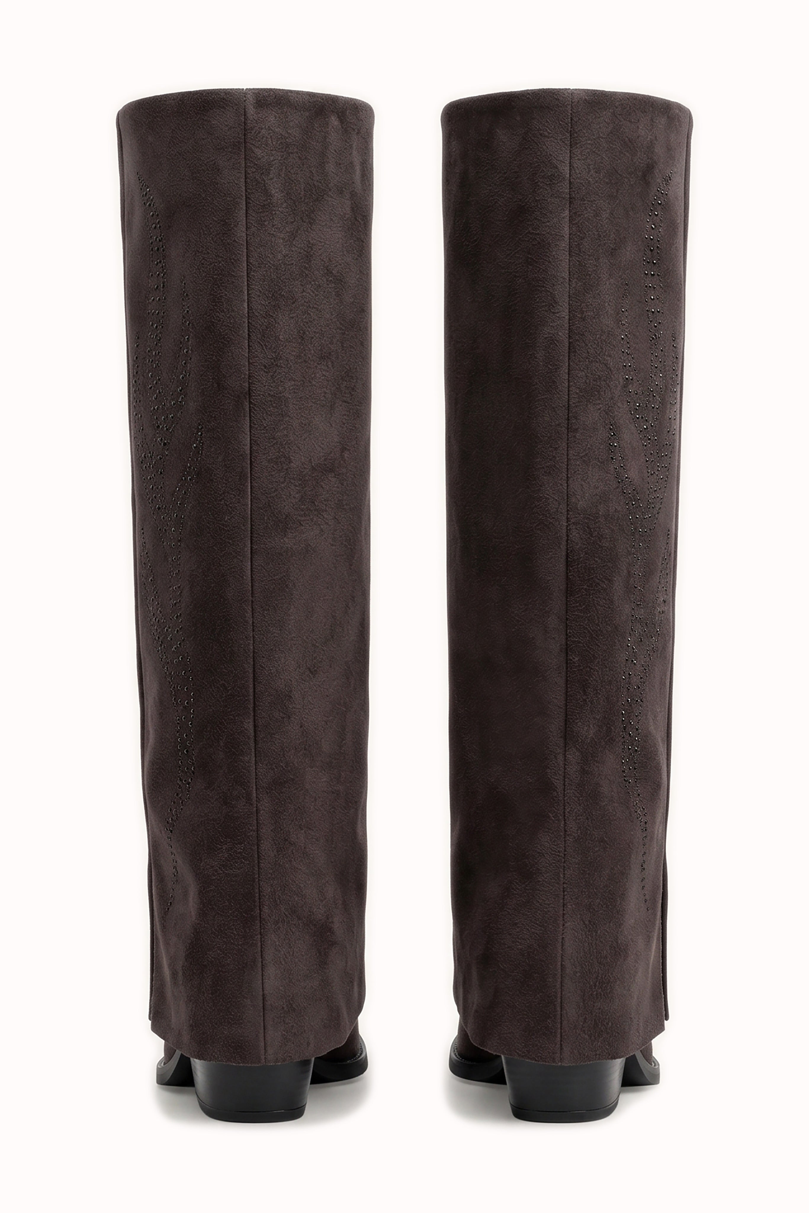 Bottes hautes en daim suédine à strass