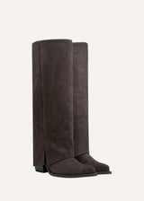 Bottes hautes en daim suédine à strass