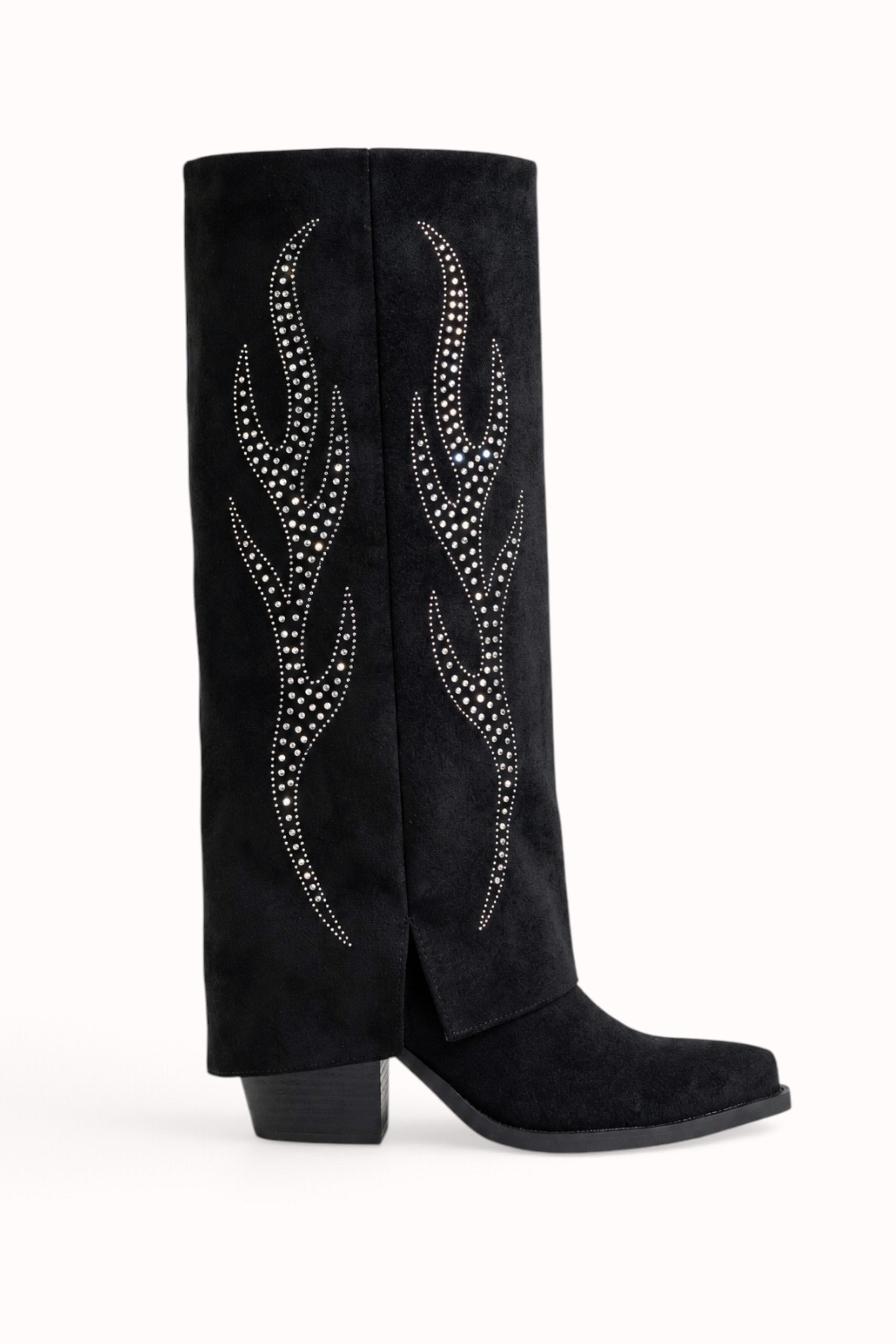 Bottes hautes en daim suédine à strass