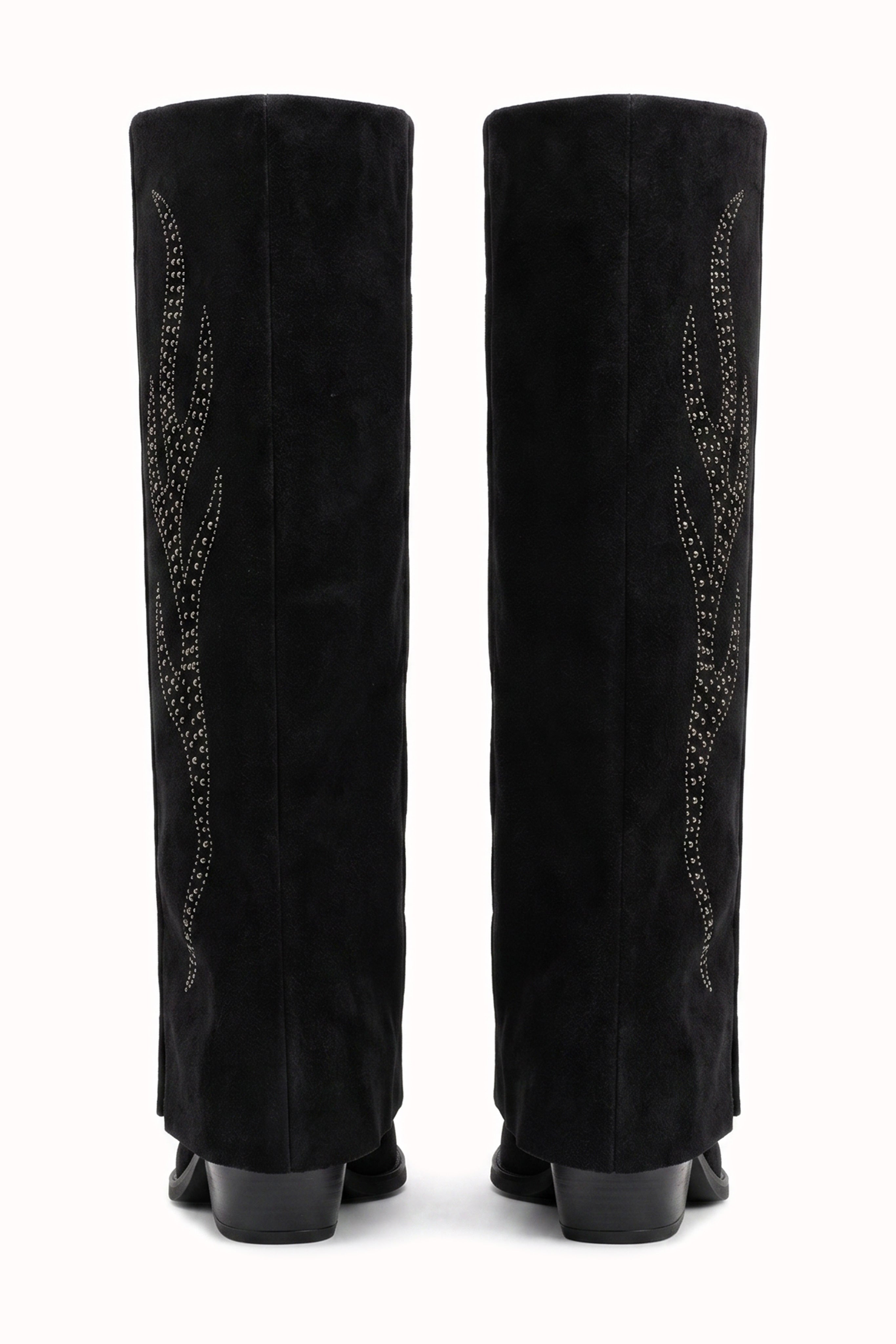 Bottes hautes en daim suédine à strass