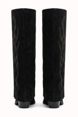 Bottes hautes en daim suédine à strass