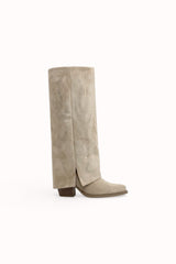 Bottes hautes en daim suédine à strass