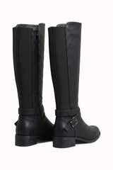 Bottes cavalières hautes à brides croisées et boucles