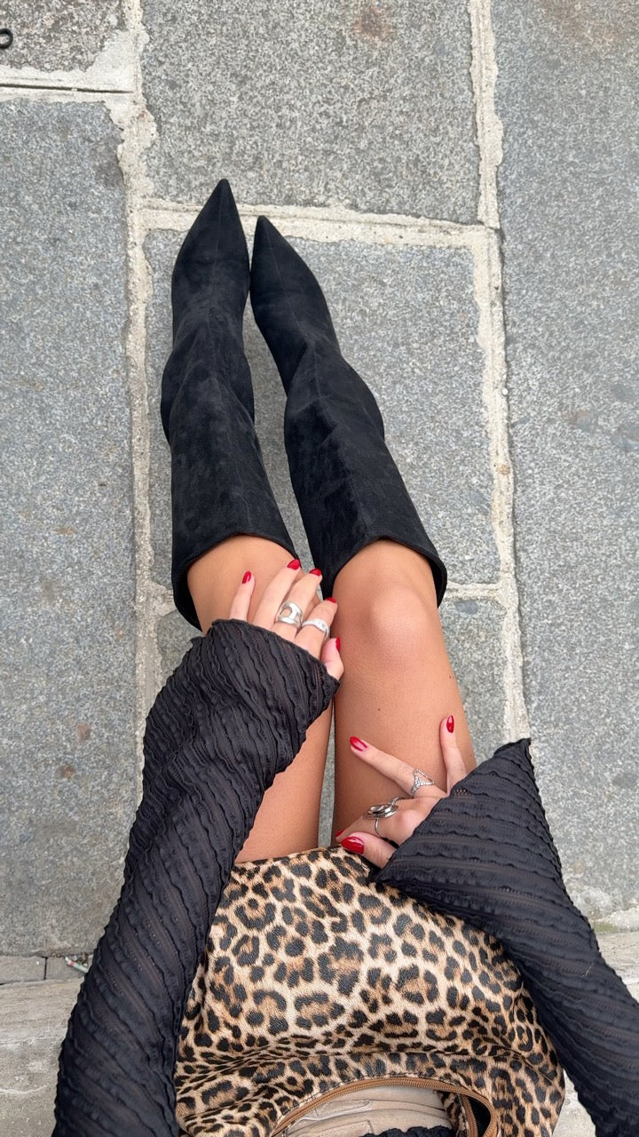 BOTTES À TALON EFFET SUÉDINE