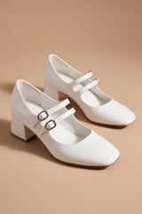 Babies vernis talons carrés blocs à doubles brides