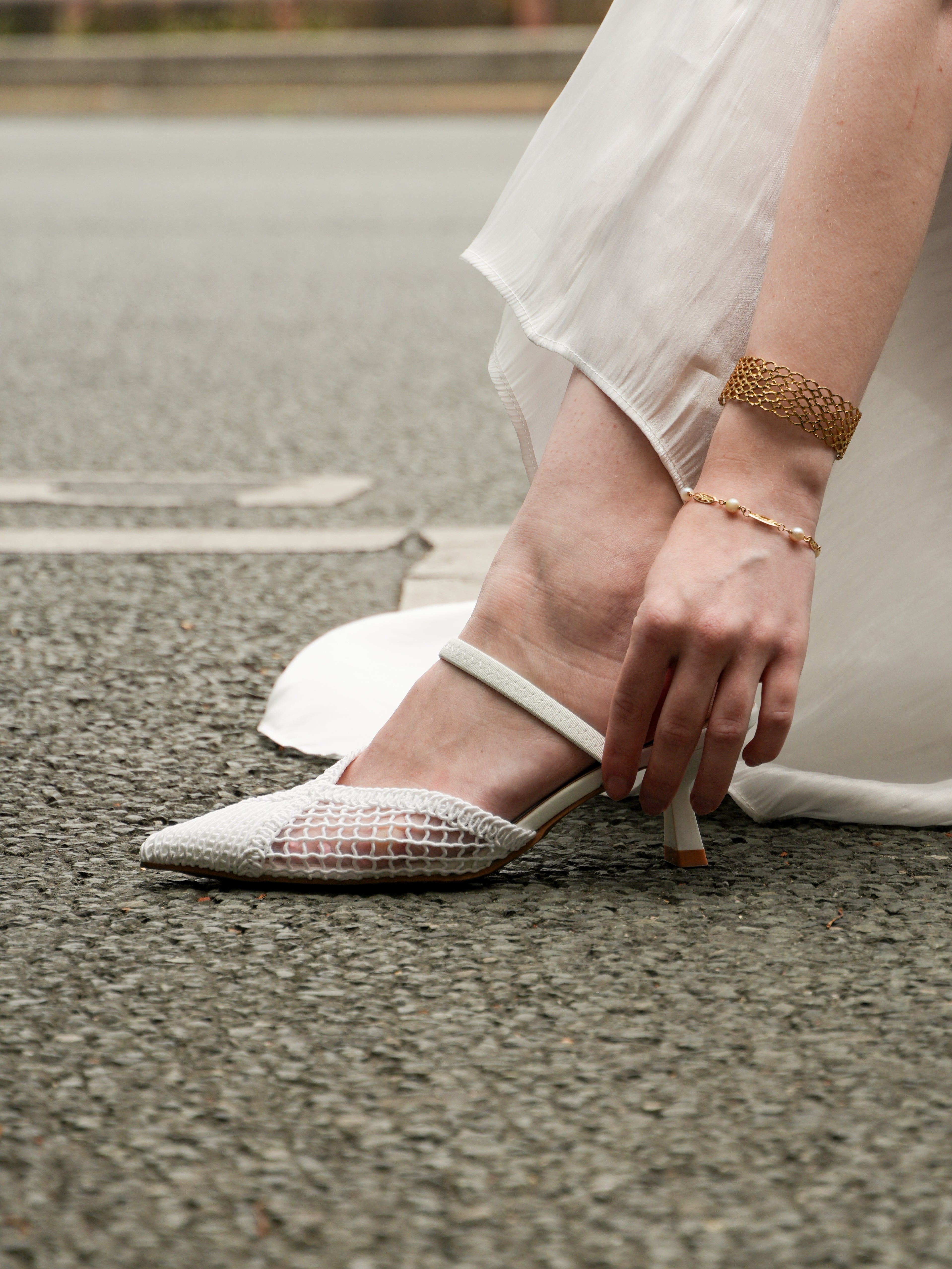 Escarpins Slingback en mesh à talon