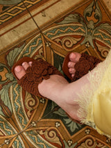 Mules à talon carré ornée d'une fleur en Raphia Crochet