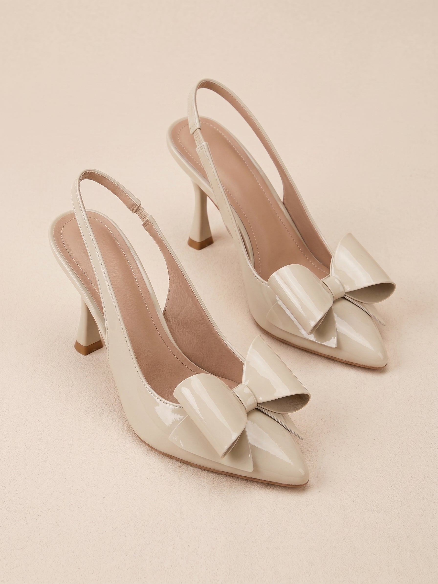 Escarpins Slingback vernis avec noeud papillon ruban