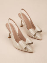Escarpins Slingback vernis avec noeud papillon ruban