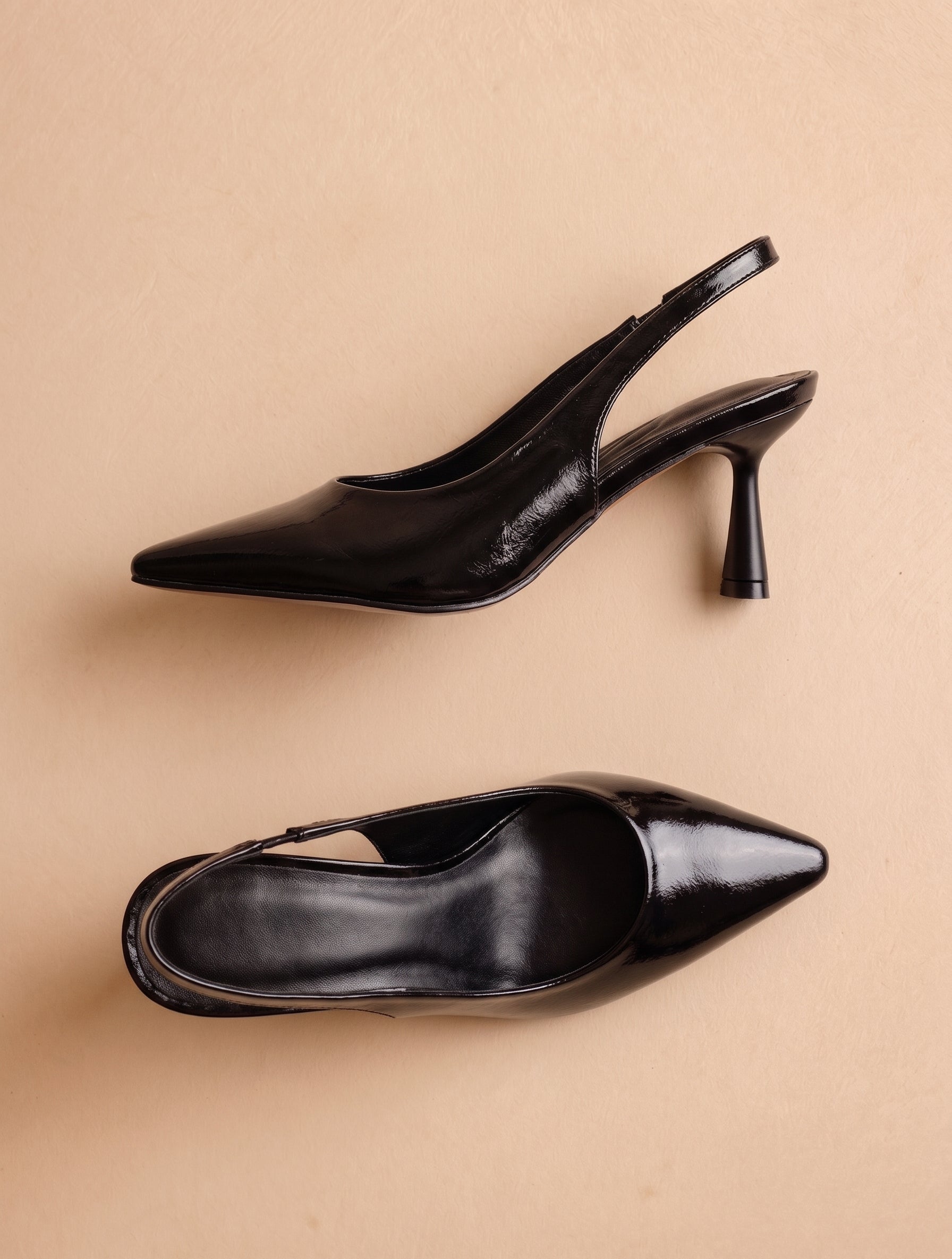 Escarpins Slingback vernis plissés