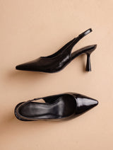 Escarpins Slingback vernis plissés