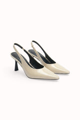 Escarpins Slingback vernis plissés