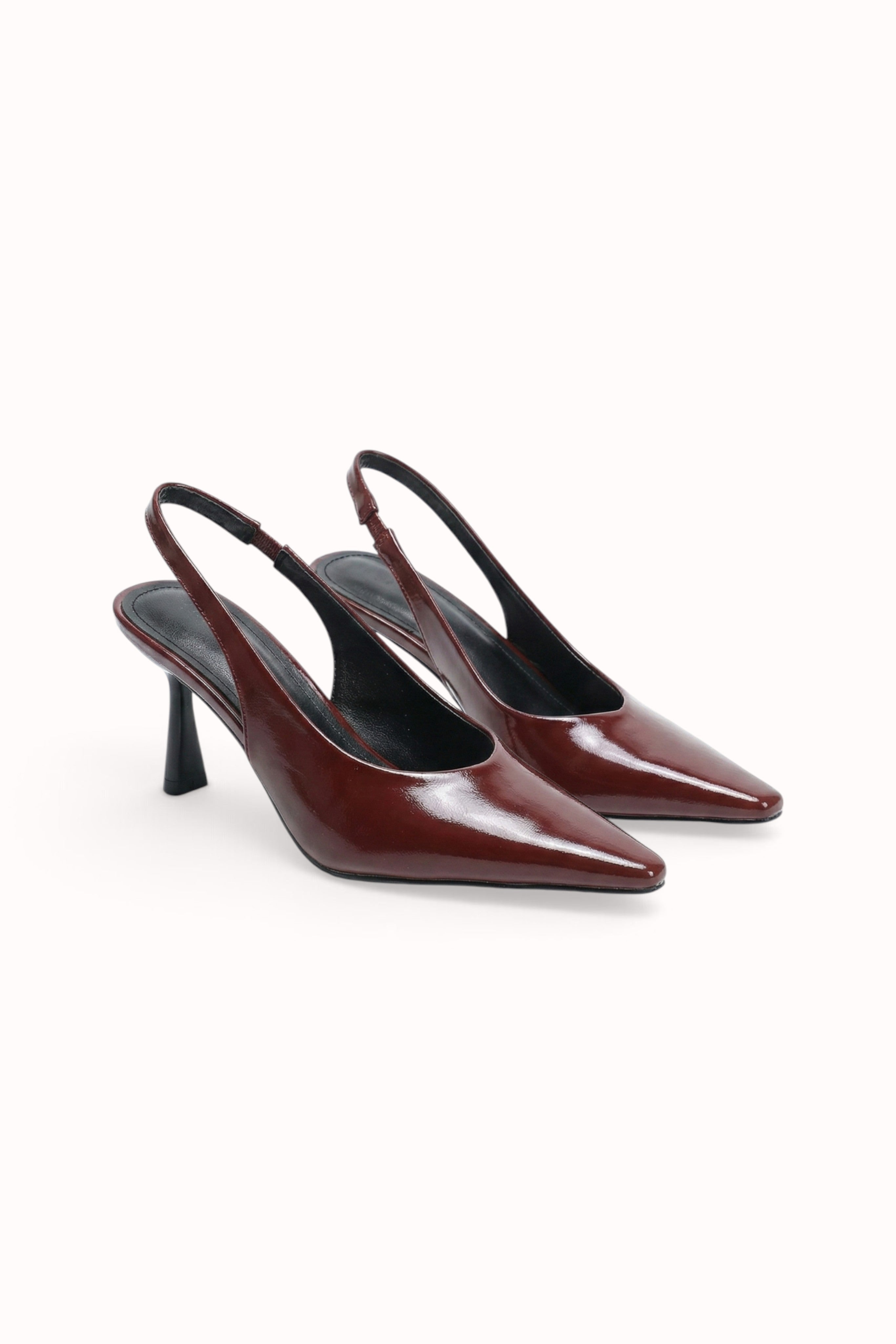 Escarpins Slingback vernis plissés