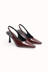 Escarpins Slingback vernis plissés