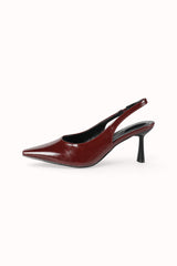 Escarpins Slingback vernis plissés