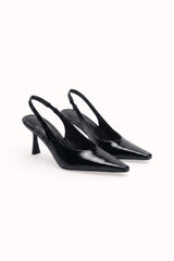 Escarpins Slingback vernis plissés