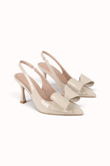 Escarpins Slingback vernis avec noeud papillon ruban