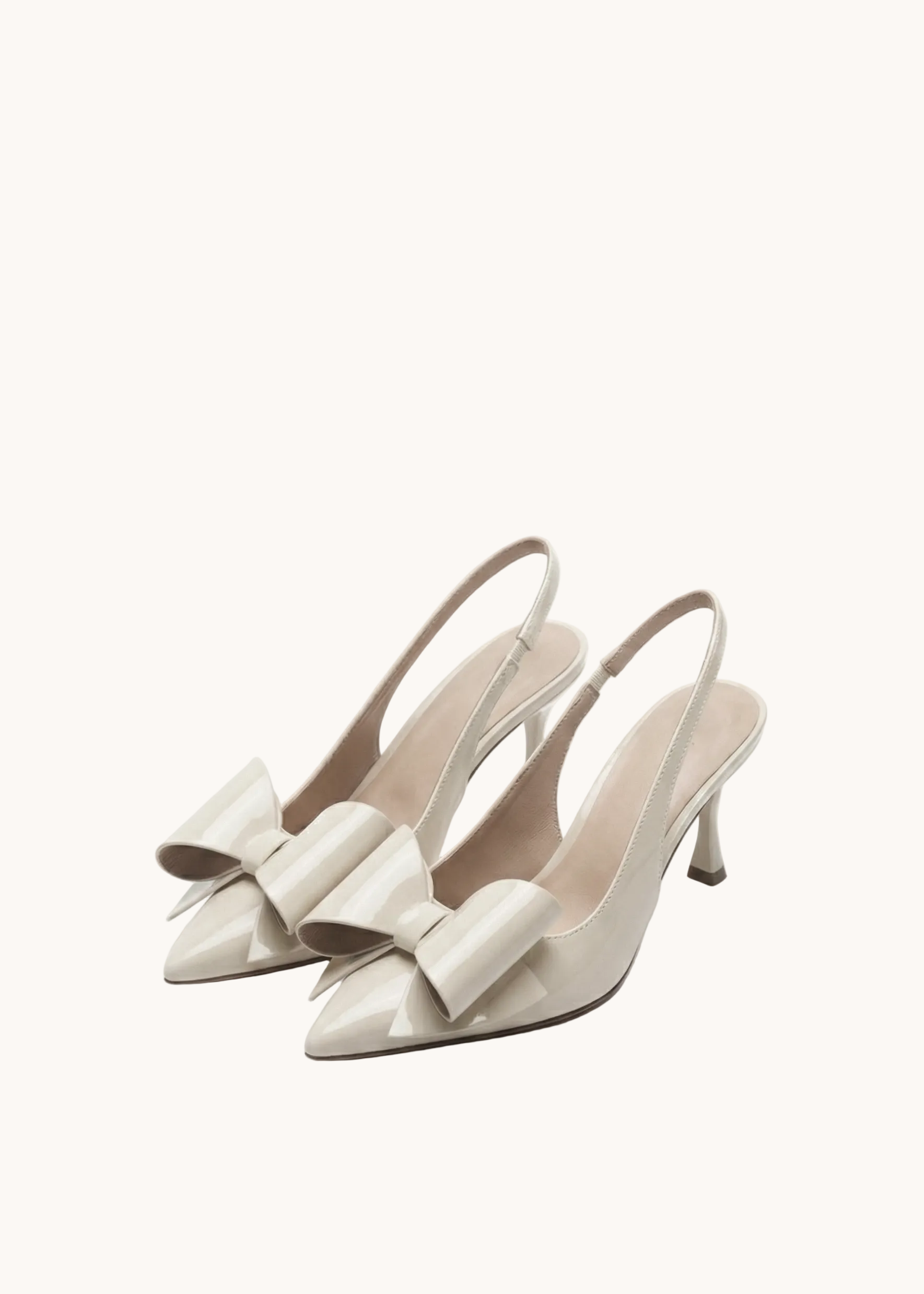 Escarpins Slingback vernis avec noeud papillon ruban