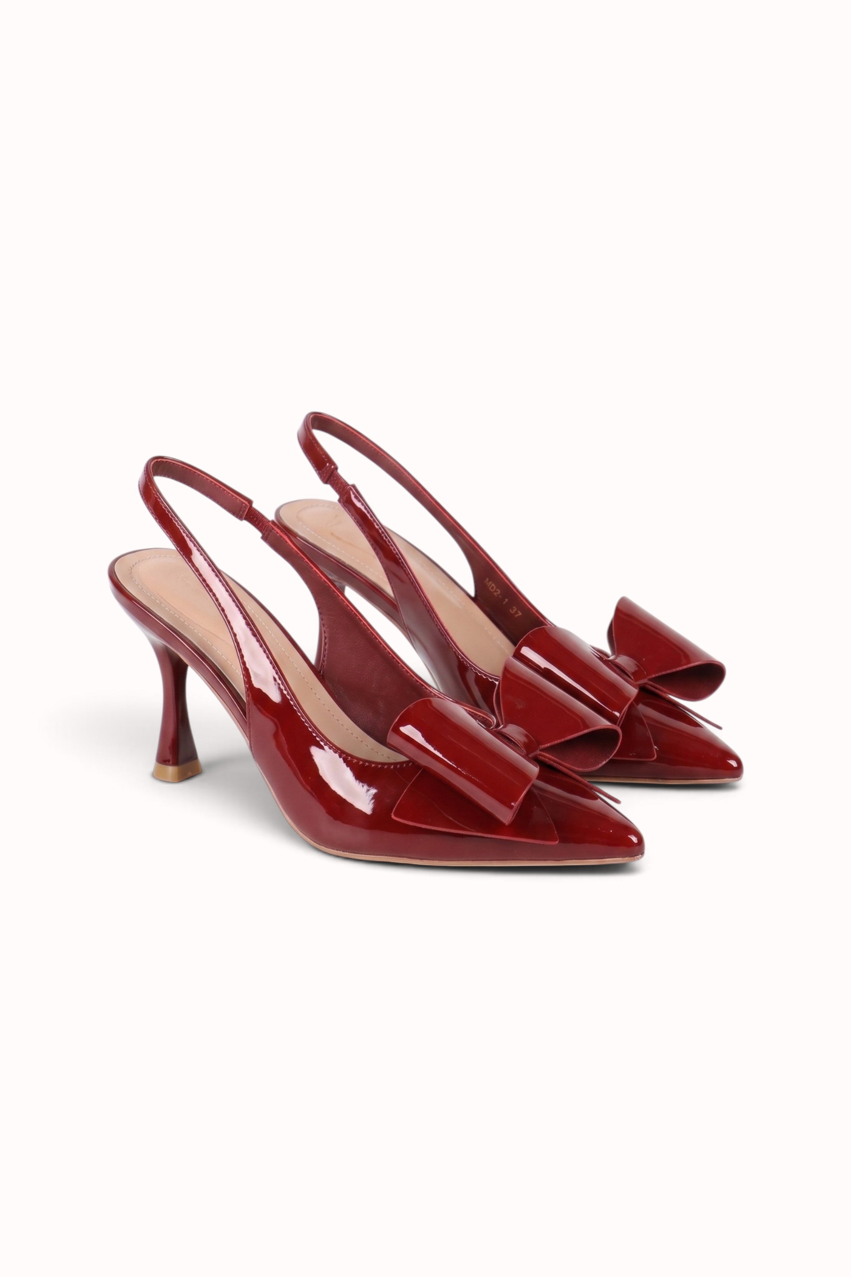 Escarpins Slingback vernis avec noeud papillon ruban