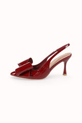 Escarpins Slingback vernis avec noeud papillon ruban